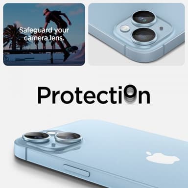 Spigen iPhone 14/iPhone 14 Plus Linsebeskyttelse GLAS.tR EZ Fit Optik Pro BlÃ¥ 2-pakning