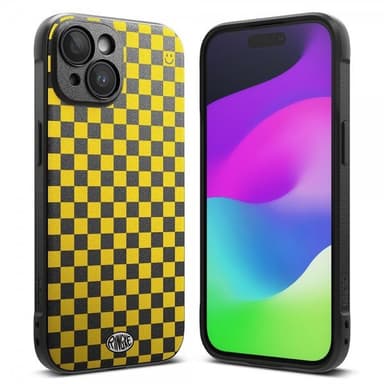 Ringke iPhone 15 Deksel Onyx Design Checkerboard Yellow