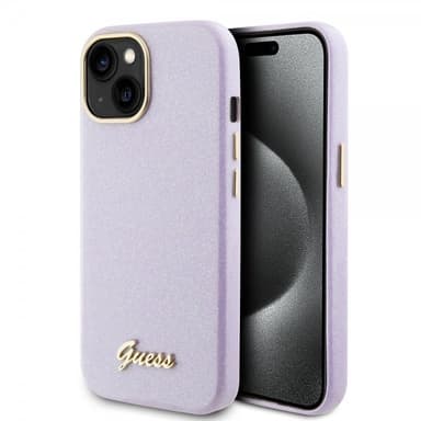 Guess iPhone 15 Deksel Full Glitter Wrapped Lilac