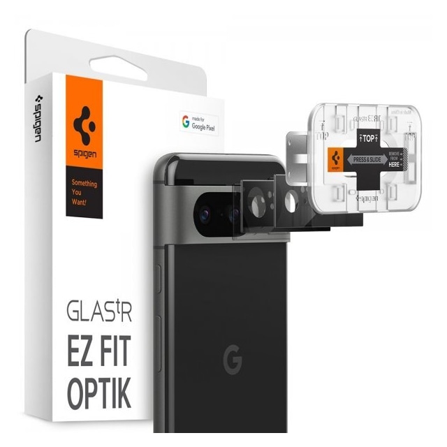 Spigen Google Pixel 8 Linsebeskyttelse Glas.tR EZ Fit Optik 2-pakning Svart