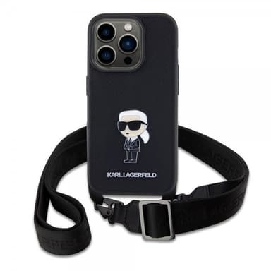Karl Lagerfeld iPhone 15 Pro Deksel Saffiano Crossbody Svart
