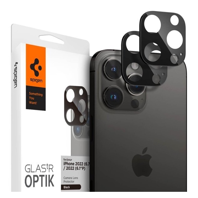 Spigen iPhone 14/15 Pro & Pro Max Linsebeskyttelse Glas.tR Optik 2-pakning Svart