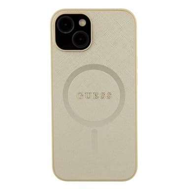 Guess iPhone 15 Deksel Saffiano MagSafe Beige