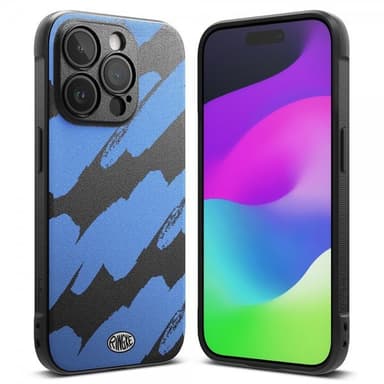 Ringke iPhone 15 Pro Deksel Onyx Design Blue Brush