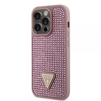 Guess iPhone 15 Pro Deksel Rhinestone Rosa