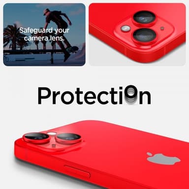 Spigen iPhone 14/iPhone 14 Plus Linsebeskyttelse GLAS.tR EZ Fit Optik Pro RÃ¸d 2-pakning