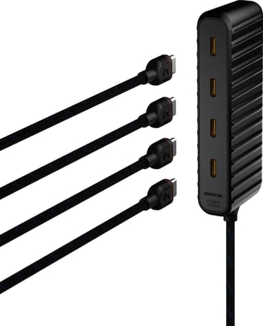 Unisynk USB-C til 4x USB-C mini hub (sort)