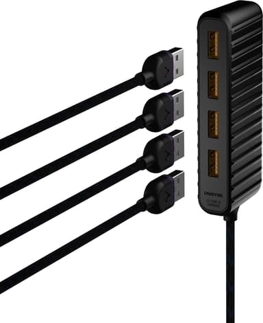 Unisynk USB-C til 4x USB-A mini hub (sort)