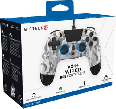 Gioteck VX-4 Plus PlayStation 4 USB kabelt kontroller (hvit)
