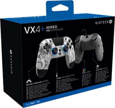 Gioteck VX-4 Plus PlayStation 4 USB kabelt kontroller (hvit)