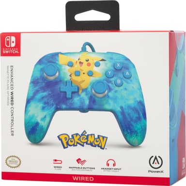 PowerA Nintendo Switch Enhanced USB kablet kontroller TieDye Pikachu