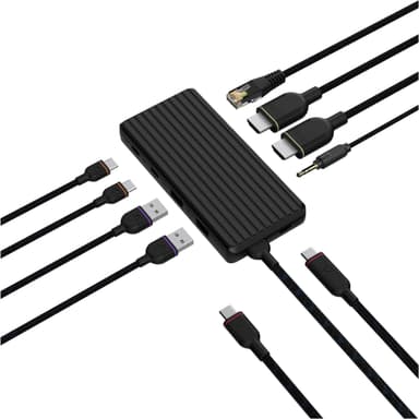 Unisynk 9 port 4K 100W USB-C hub (sort)