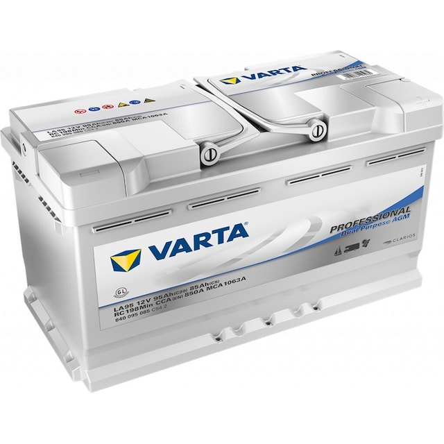 VARTA Fritidsbatteri 12V 95AH AGM 850CCA (354x175x190/190mm) +høyre LA95