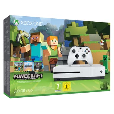 Xbox One S 500 GB Minecraft spillpakke (hvit)