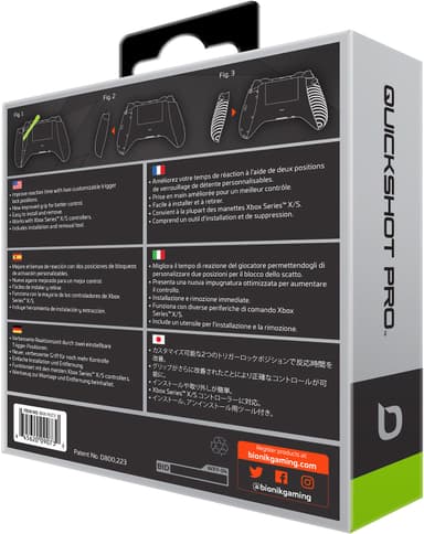 Bionik Quickshot Pro Xbox Series X/S kontrollergrep (sort)