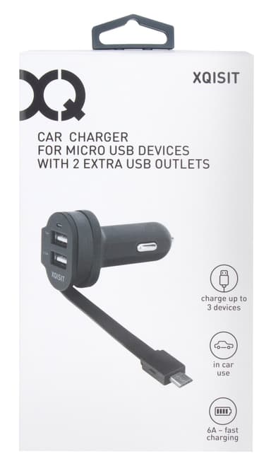 XQISIT Dual billader 6A (mikro USB) XQISIT Dual billader 6A (mikro USB)