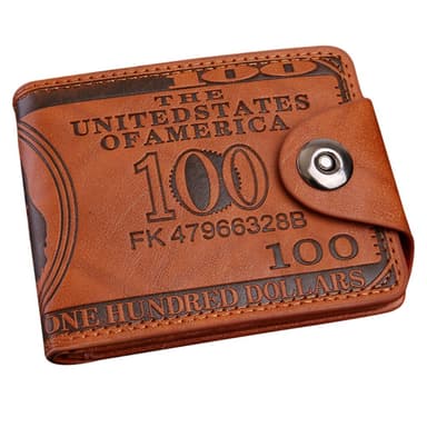 Wallet Exchange 100 Dollar Bill Money Bifold Kortholder - Brun