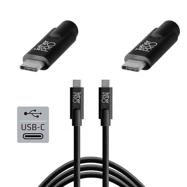 TetherPro USB-C til USB-C 4,6m Black
