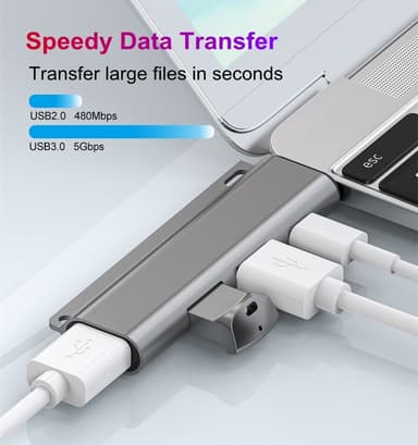 NÖRDIC 4-porters USB-C Hub 2xUSB-A 2.0, 1xUSB-A 3.1, 1xUSB-C 3.1