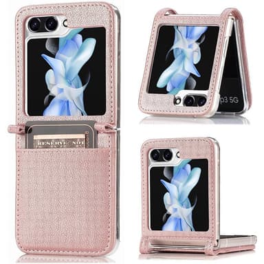 Lær deksel med kortplass Samsung Galaxy Z Flip 5 - Rose