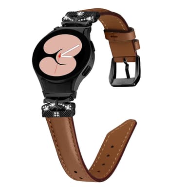 Bling Rhinestone Leather Watch Band for Samsung Galaxy Watch 4/5/6 Series Brun