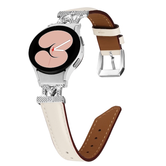 Rhinestone Silver M-Type Link-klokkerem for Samsung Galaxy Watch 4/5/6-serien Hvit