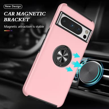 Til Pixel 8 Pro Hybrid Deksel med Fingerring - Rosa