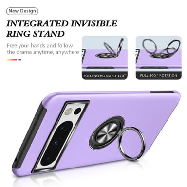 Til Pixel 8 Pro Hybrid Deksel med Fingerring - Lilla