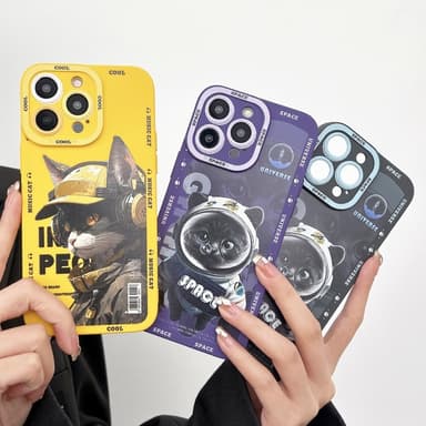 TPU Telefondeksel til iPhone 15 Case Cat - Svart
