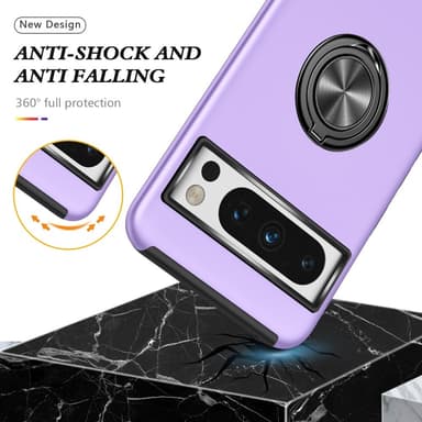 Til Pixel 8 Pro Hybrid Deksel med Fingerring - Lilla