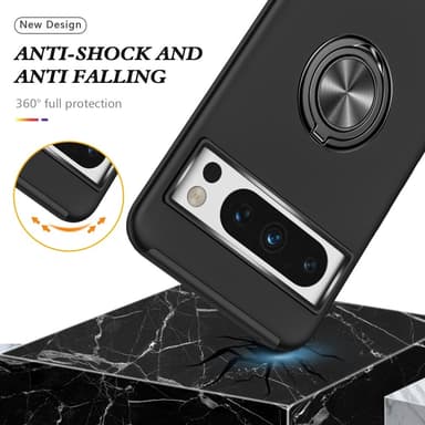 For Pixel 8 Pro Hybrid Deksel Med Fingerring - Svart