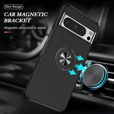 For Pixel 8 Pro Hybrid Deksel Med Fingerring - Svart