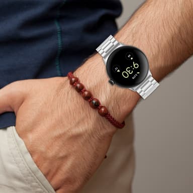 Solid metallbånd i rustfritt stål som er kompatible med Google Pixel Watch 1/2 Sølv