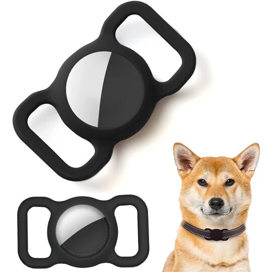 INF Apple AirTag deksel til hundekjede i sort silikon 2-pack