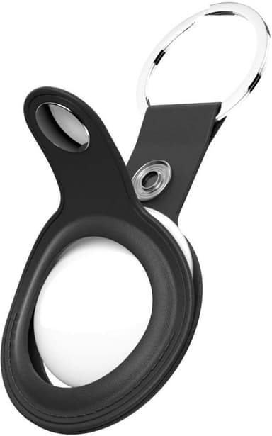 Keybudz nøkkelring av skinn til sporingsbrikke (sort)