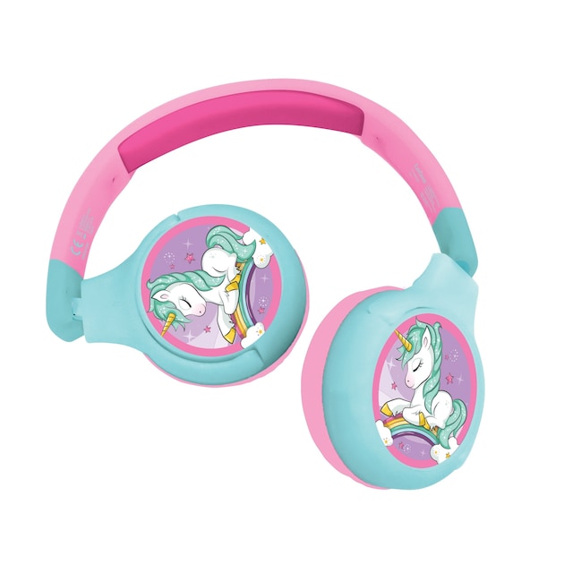 Unicorn 2 i 1 Bluetooth og kablet komfort sammenleggbare hodetelefoner med barnesikkert volum