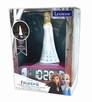 Vækkeur med natlys 3D-design Frozen Elsa og lydeffekter