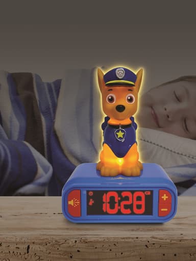 Vekkerklokke med nattlys 3D-design Paw Patrol Chase og lydeffekter