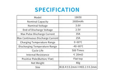 XTAR 18650 2600mAh 30A Li-Ion