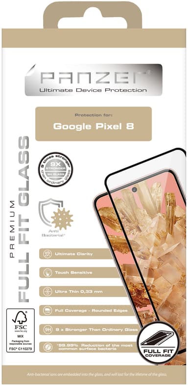 Panzer Full-Fit Google Pixel 8 skjermbeskytter