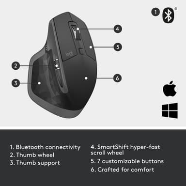 Logitech MX Master 2S trådløs mus (sort)