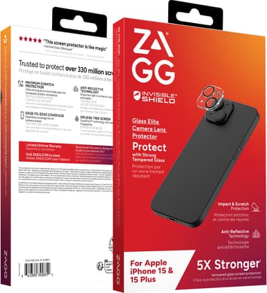 ZAGG InvisibleShield iPhone 15/iPhone 15 Plus Linsebeskyttelse Glass Elite Camera Lens Protector