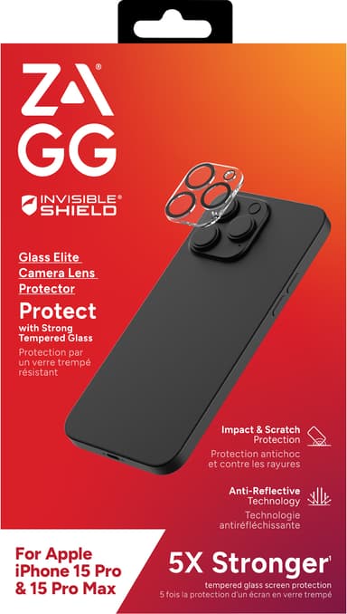 ZAGG InvisibleShield iPhone 15 Pro/Pro Max Linsebeskyttelse Glass Elite Camera Lens Protector