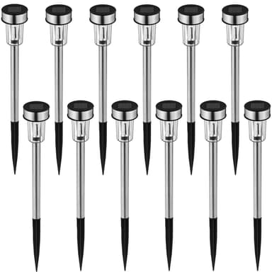 12 solcellelamper LED - sølv