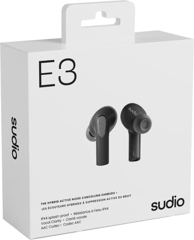 Sudio E3 helt trådløse in-ear hodetelefoner (sort)