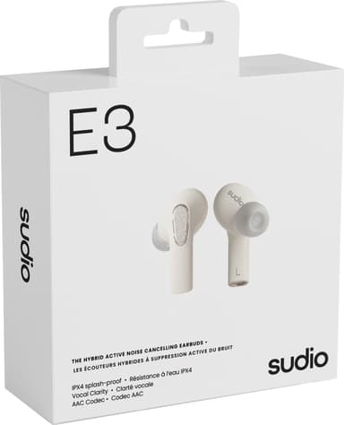 Sudio E3 helt trådløse in-ear hodetelefoner (hvit)