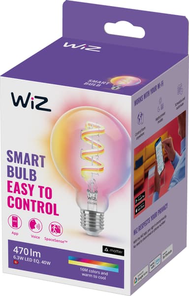 Wiz Connected Full Colour Wi-Fi BLE LED pære 6,3W E27
