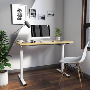 Lykke Elektrisk Hev- og Senk Skrivebord M100, hvit/eik, 120 x 60 cm
