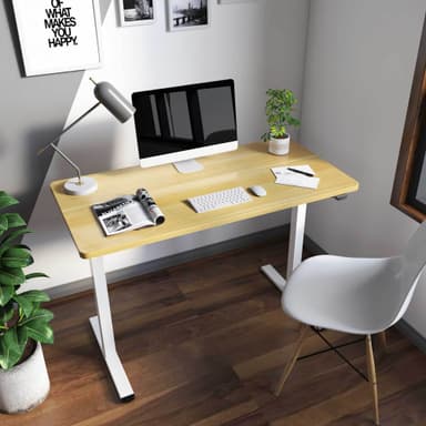 Lykke Elektrisk Hev- og Senk Skrivebord M100, hvit/eik, 120 x 60 cm