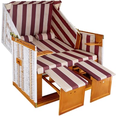 Strandstol med polstring - rød/hvit